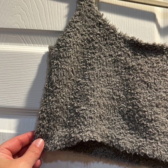 SKIMS Cozy Knit Crop Tank Bra Top S/M Dark Gray - Picture 5 of 6